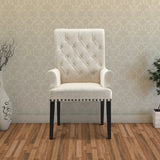 Benzara Diamond Tufted Upholstered Dining Chair, Cream & Smokey Black Cream & Black Wood & Fabric Bm168130