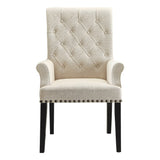 Diamond Tufted Upholstered Dining Chair, Cream & Smokey Black