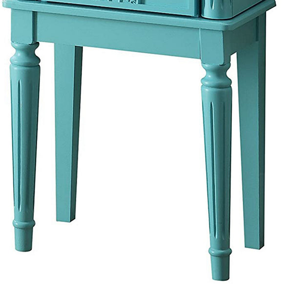 Benzara Wood Jewelry Armoire With 5 Drawers In Light Blue Blue Solid Wood Bm177735