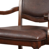 Benzara Wooden Arm Chair With Leather Upholstery, Cherry Brown, Set Of 2 Brown Solid Wood Wood Veneer & Leather Bm181288