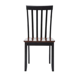 Benzara Wooden Seat Dining Chair With Slatted Backrest, Set Of 2, Brown And Black Brown And Black Solid Wood Bm183350