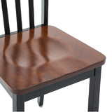 Benzara Wooden Seat Dining Chair With Slatted Backrest, Set Of 2, Brown And Black Brown And Black Solid Wood Bm183350