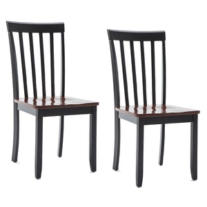 Benzara Wooden Seat Dining Chair With Slatted Backrest, Set Of 2, Brown And Black Brown And Black Solid Wood Bm183350