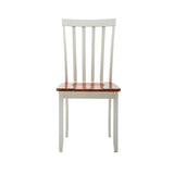 Benzara Wooden Seat Dining Chair With Slatted Backrest, Set Of 2, Brown And White Brown And White Solid Wood Bm183360