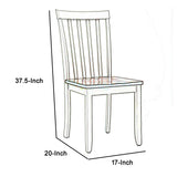 Benzara Wooden Seat Dining Chair With Slatted Backrest, Set Of 2, Brown And White Brown And White Solid Wood Bm183360