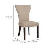 Benzara Fabric Upholstered Side Chair With Wingback Design, Set Of 2, Oatmeal Brown Brown Leatherette And Solid Wood Bm183454