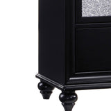 Benzara Two Drawers Wooden Night Stand With Acrylic Drawer Front, Black Black Wood Metal Acrylic Bm185300