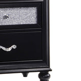 Benzara Two Drawers Wooden Night Stand With Acrylic Drawer Front, Black Black Wood Metal Acrylic Bm185300