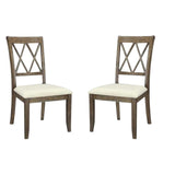 Wood Dining Chair, Double X Backrest, Set of 2, Beige, Brown