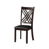 Dining Chair, Vegan Faux Leather, Cross Lattice, Set of 2, Black