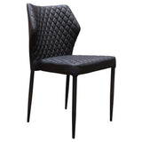 Benzara Diamond Tufted Leatherette Dining Chair With Metal Legs, Black, Set  Of Four Black Faux Leather And Metal Bm190860