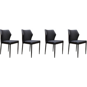 Benzara Diamond Tufted Leatherette Dining Chair With Metal Legs, Black, Set  Of Four Black Faux Leather And Metal Bm190860