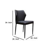 Benzara Diamond Tufted Leatherette Dining Chair With Metal Legs, Black, Set  Of Four Black Faux Leather And Metal Bm190860