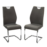 Benzara Fabric Upholstered Metal Dining Side Chairs With Handle, Gray And Silver, Pack Of Two Gray And Silver Fabric And Metal Bm190991