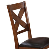 Benzara Dining Chair, Vegan Faux Leather, X Backrest, Set Of 2, Brown Brown Wood And Faux Leather Bm191323