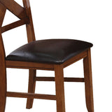 Benzara Dining Chair, Vegan Faux Leather, X Backrest, Set Of 2, Brown Brown Wood And Faux Leather Bm191323