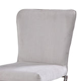 Benzara Velvet Upholstered Metal Side Chair With X Style Base, Light Gray And Silver, Set Of Two Gray And Silver Metal And Velvet Bm195936