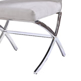 Benzara Velvet Upholstered Metal Side Chair With X Style Base, Light Gray And Silver, Set Of Two Gray And Silver Metal And Velvet Bm195936