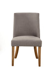 Benzara Fabric Upholstered Wooden Side Chairs With Curved Backrest, Set Of Two, Gray And Brown Brown Solid Pine,Plywood,Fabric Bm196025