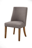 Fabric Upholstered Wooden Side Chairs With Curved Backrest, Set of Two, Gray and Brown