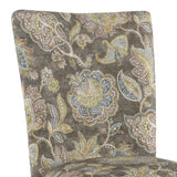 Benzara Floral Print Fabric Upholstered Parsons Chair With Wooden Legs, Multicolor, Set Of Two Multicolor Fabric,Hardwood And Plywood Bm196083