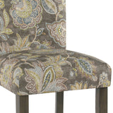 Benzara Floral Print Fabric Upholstered Parsons Chair With Wooden Legs, Multicolor, Set Of Two Multicolor Fabric,Hardwood And Plywood Bm196083