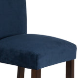 Benzara Velvet Upholstered Parsons Dining Chair With Wooden Legs, Navy Blue And Brown, Set Of Two Blue And Brown Velvet,Hardwood And Plywood Bm196086