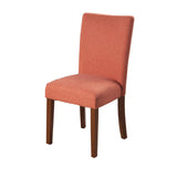 Benzara Fabric Upholstered Parson Dining Chair With Wooden Legs, Orange And Brown, Set Of Two Orange And Brown Fabric,Hardwood And Plywood Bm196090