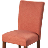 Benzara Fabric Upholstered Parson Dining Chair With Wooden Legs, Orange And Brown, Set Of Two Orange And Brown Fabric,Hardwood And Plywood Bm196090