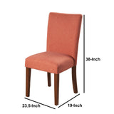 Benzara Fabric Upholstered Parson Dining Chair With Wooden Legs, Orange And Brown, Set Of Two Orange And Brown Fabric,Hardwood And Plywood Bm196090