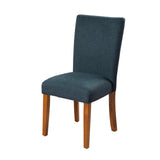 Benzara Fabric Upholstered Parson Dining Chair With Wooden Legs, Navy Blue And Brown, Set Of Two Blue And Brown Fabric,Hardwood And Plywood Bm196091