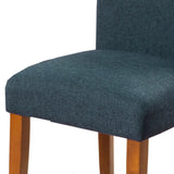 Benzara Fabric Upholstered Parson Dining Chair With Wooden Legs, Navy Blue And Brown, Set Of Two Blue And Brown Fabric,Hardwood And Plywood Bm196091