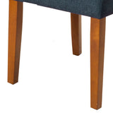 Benzara Fabric Upholstered Parson Dining Chair With Wooden Legs, Navy Blue And Brown, Set Of Two Blue And Brown Fabric,Hardwood And Plywood Bm196091