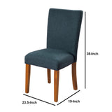 Benzara Fabric Upholstered Parson Dining Chair With Wooden Legs, Navy Blue And Brown, Set Of Two Blue And Brown Fabric,Hardwood And Plywood Bm196091