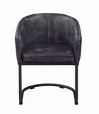 Benzara Vertically Stitched Faux Leather Upholstered Dining Chair With Metal Cantilever Base, Black Black Metal And Faux Leather Bm196228