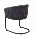 Benzara Vertically Stitched Faux Leather Upholstered Dining Chair With Metal Cantilever Base, Black Black Metal And Faux Leather Bm196228