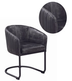 Benzara Vertically Stitched Faux Leather Upholstered Dining Chair With Metal Cantilever Base, Black Black Metal And Faux Leather Bm196228