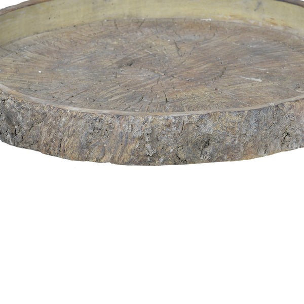 Benzara Decorative Cemented Log Plate With Distressed Details, Gray Gray Cement Bm200905