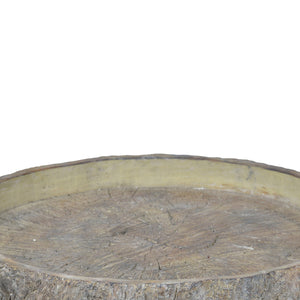 Benzara Decorative Cemented Log Plate With Distressed Details, Gray Gray Cement Bm200905