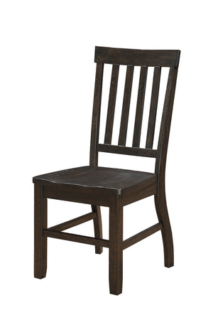 Benzara Wooden Dining Side Chairs With Slated Style Back, Set Of Two, Brown Brown Wood Bm204355