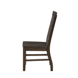 Benzara Wooden Dining Side Chairs With Slated Style Back, Set Of Two, Brown Brown Wood Bm204355