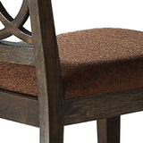 Benzara Wooden Side Chair With Cushioned Seat And Cut Out Back, Set Of 2,Brown Brown Wood And Fabric Bm204533