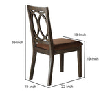 Benzara Wooden Side Chair With Cushioned Seat And Cut Out Back, Set Of 2,Brown Brown Wood And Fabric Bm204533