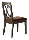 Benzara Wooden Side Chair With Cushioned Seat And Cut Out Back, Set Of 2,Brown Brown Wood And Fabric Bm204533