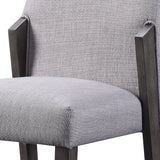 Benzara Wood And Fabric Upholstered Dining Chairs, Set Of 2, Gray And Black Gray And Black Wood,Composite Wood And Fabric. Bm204541