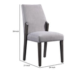 Benzara Wood And Fabric Upholstered Dining Chairs, Set Of 2, Gray And Black Gray And Black Wood,Composite Wood And Fabric. Bm204541