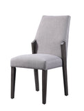 Wood and fabric Upholstered Dining Chairs, Set of 2, Gray and Black