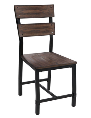 Benzara Wood And Metal Dining Side Chairs, Set Of 2, Brown And Black Brown And Black Metal,Wood And Composite Wood. Bm204546