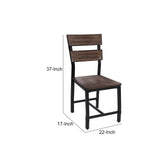 Benzara Wood And Metal Dining Side Chairs, Set Of 2, Brown And Black Brown And Black Metal,Wood And Composite Wood. Bm204546