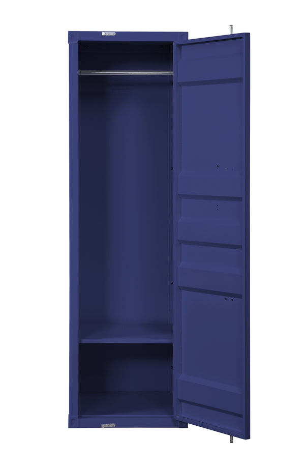 Benzara Industrial Style Metal Wardrobe With Recessed Door Front, Blue Blue Metal Bm204626
